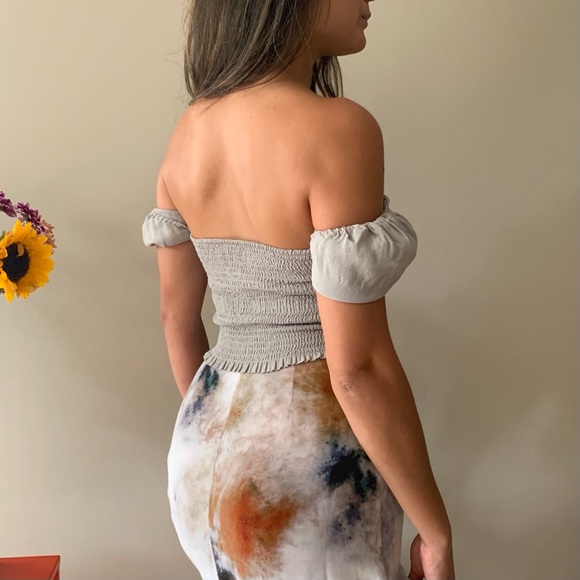 Smocked Prairie Blouse in Pearl Grey - Picture 4 of 5